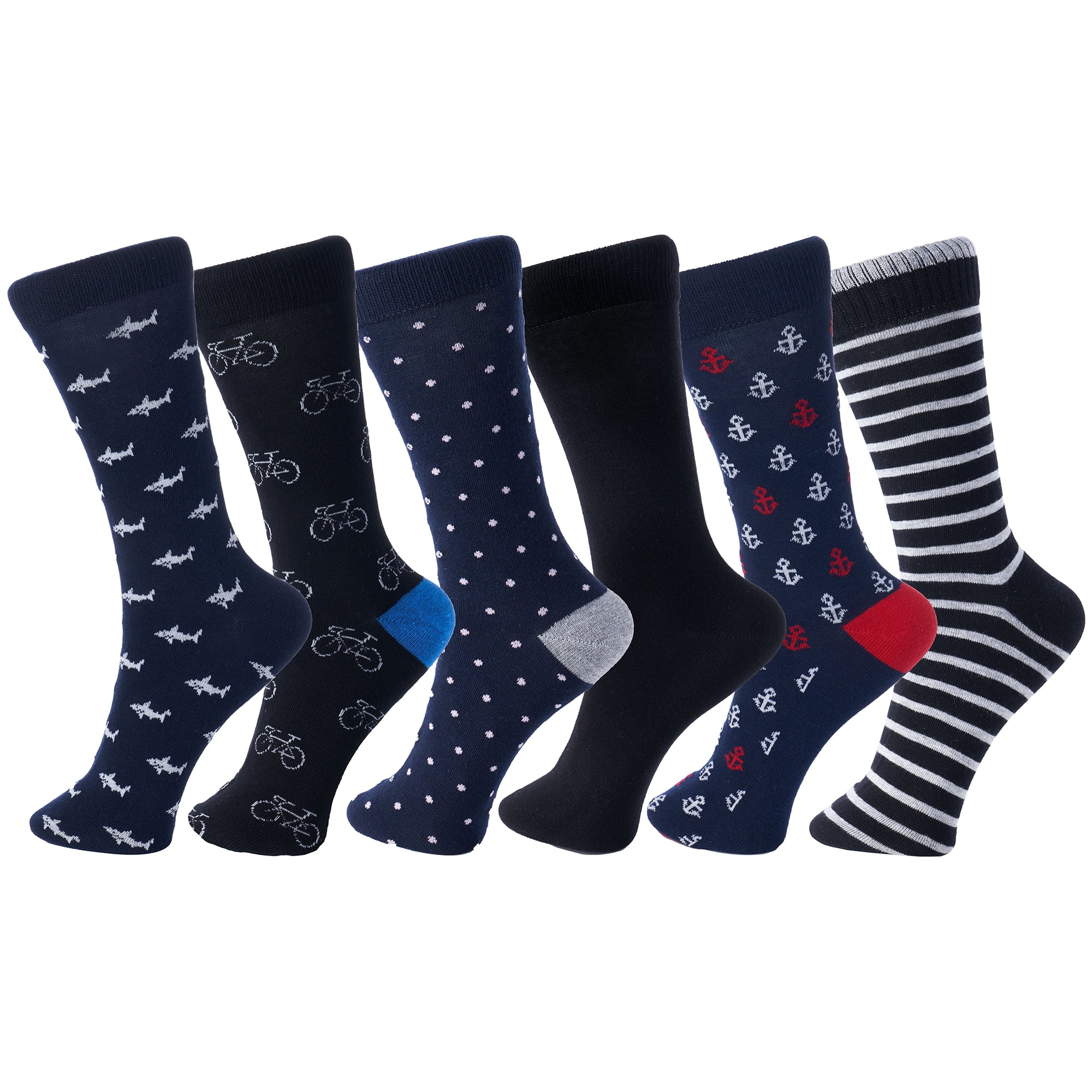 Middle Stocking Super Soft Dress Socks Comfortable Classic Crew Sock Black Solid & Rib Design and Color Patterns 