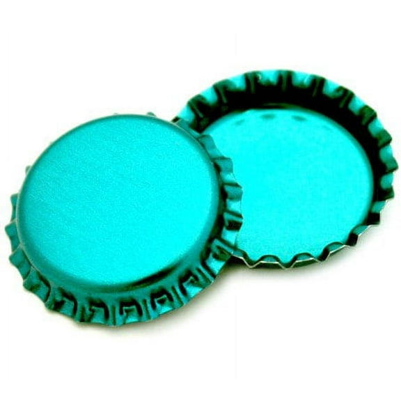 100 Turquoise Blue Metallic Bottle Caps Shiny Colors Craft Linerless