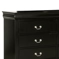 thumbnail image 3 of Ryla Wide Dresser, 6 Drawers, Nickel Metal Handles, Black Solid Wood, 3 of 5