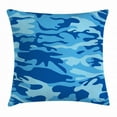 thumbnail image 1 of Camouflage Throw Pillow Cushion Cover, Abstract Camo Navy Military Costume Concealment from the Enemy Hiding, Decorative Square Accent Pillow Case, 24 X 24 Inches, Pale Blue Navy Blue, by Ambesonne, 1 of 2