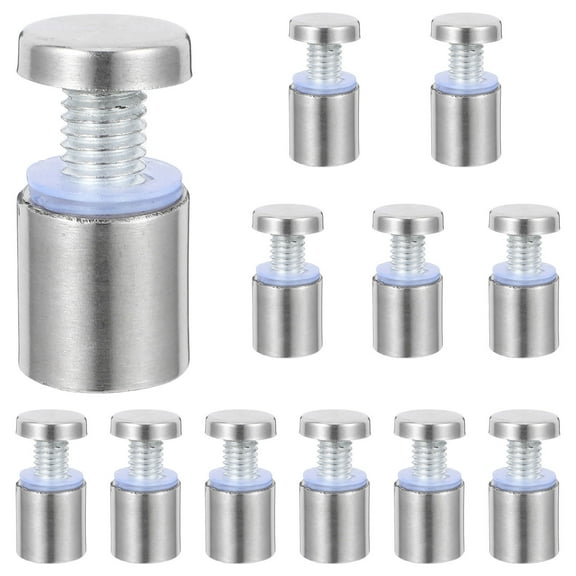 Tineasur Silver Stainless Steel Standoff Screws, Durable and Aesthetic, for Home Use, 12Pcs
