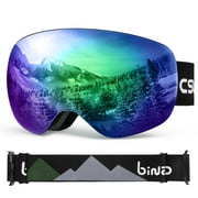 Ski Goggles, Snowboard Goggles with Magnetic Lens, Snow Goggles with 100% UV400 Protection & Anti Fog System, Dual PC Anti-fog Lenses w/ Full REVO Coating & OTG Design for Men, Women, Adult, Youth