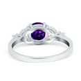 thumbnail image 3 of Art Deco Engagement Ring Round Simulated Amethyst CZ 925 Sterling Silver Size 6, 3 of 4