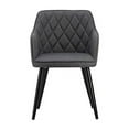 thumbnail image 2 of Quilted Back Dining Armchair with Splayed Legs - Black Finish - Charcoal Upholstery, 2 of 4