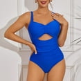 thumbnail image 2 of Elainilye Fashion One Piece Bathing Suit for Women Solid Color Sexy Hollow Swimsuit One-Piece Swimsuits Beachwear,Blue, 2 of 5