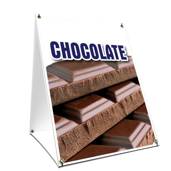 A-frame Sidewalk Chocolate Sign With Graphics On Each Side | 18" X 24" Print Size