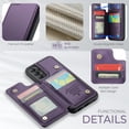 thumbnail image 6 of Mantto Case for Samsung Galaxy A52 4G/5G with Card Holder, Retro PU Leather RFID Blocking Credit Card Slots Double Magnetic Clasp Flip Kickstand Shockproof Phone Cover for Galaxy A52 4G/5G,Purple, 6 of 9