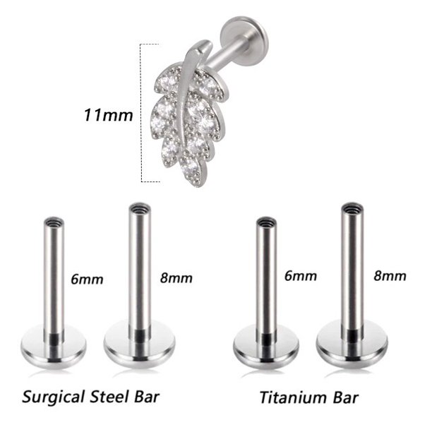 1PC G23 TitaniumSteel 16G CZ Gem Moon Labret Lip Bar Ring Crystal Flower Ear Cartílago Tragus Helix Piercing Tornillo Fit Top 16g Tan Jianjun unisex