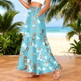 thumbnail image 2 of LWavelet Women Floral Print Maxi Skirt Elastic Waist With Pockets Boho Summer Long Skirt Sky Blue XL, 2 of 5