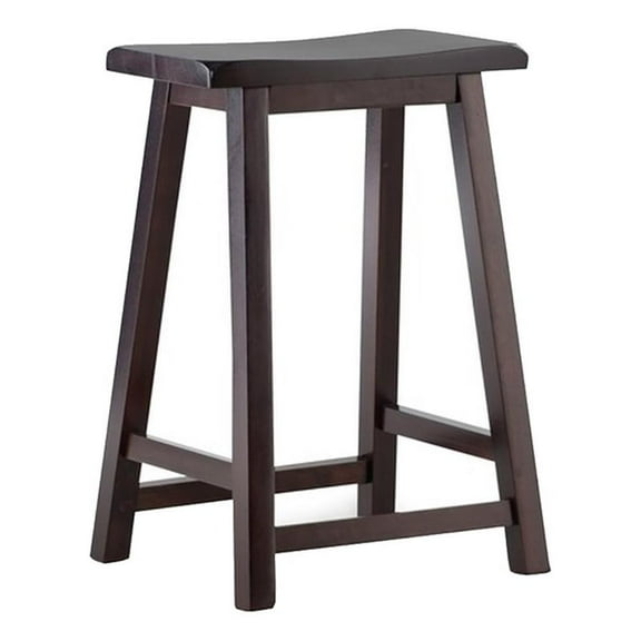 Pemberly Row 24" Transitional Rubberwood Counter Stool in Dark Brown
