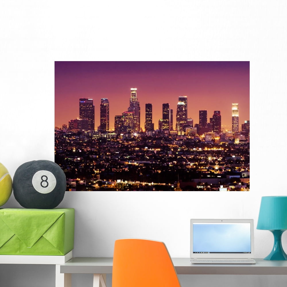 Downtown Los Angeles Skyline Wall Mural by Wallmonkeys Peel and Stick ...