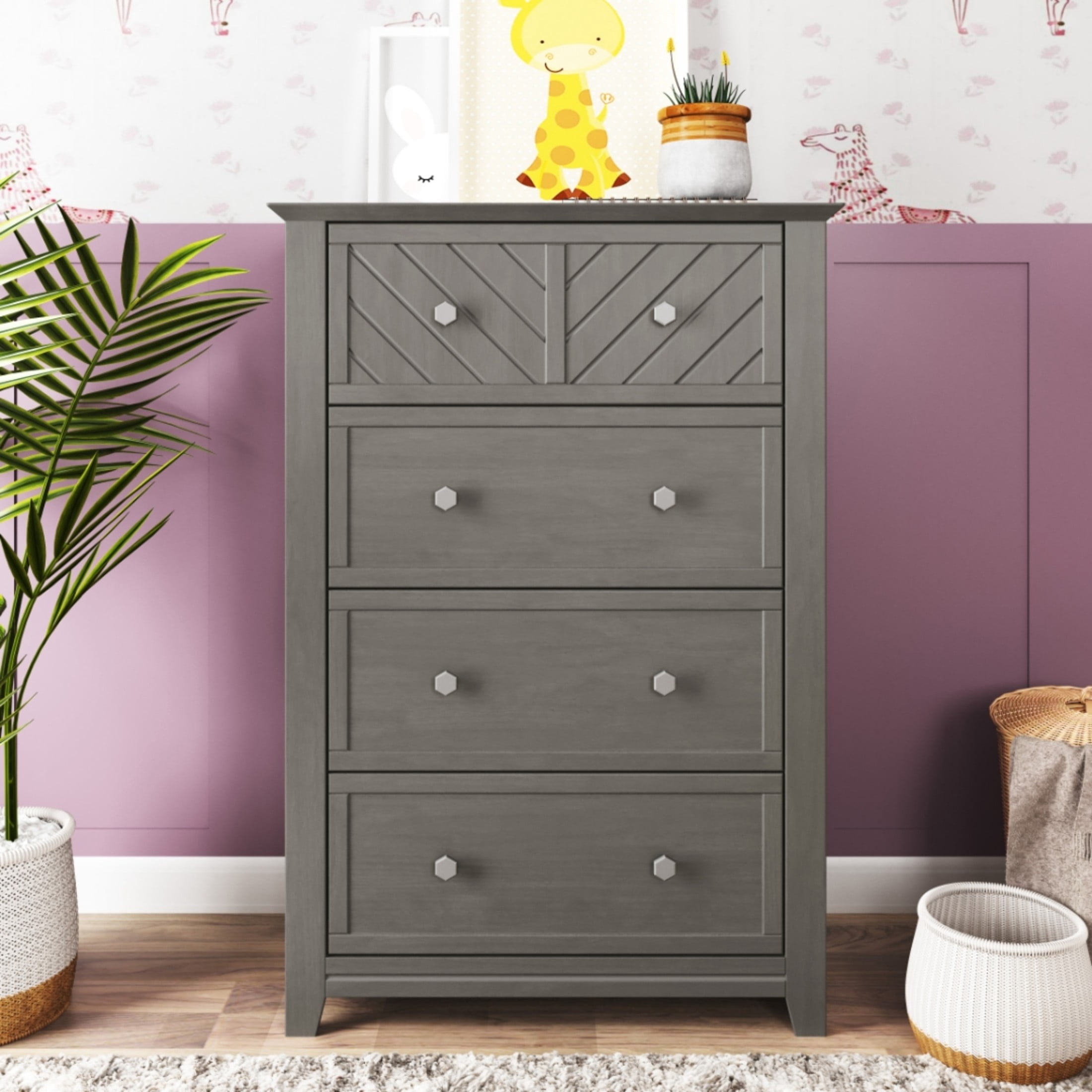 Child Craft Atwood Crib, Dresser & Chest Nursery Set, 4-in-1 Convertible Crib, Lunar Gray, 3-Piece Nursery