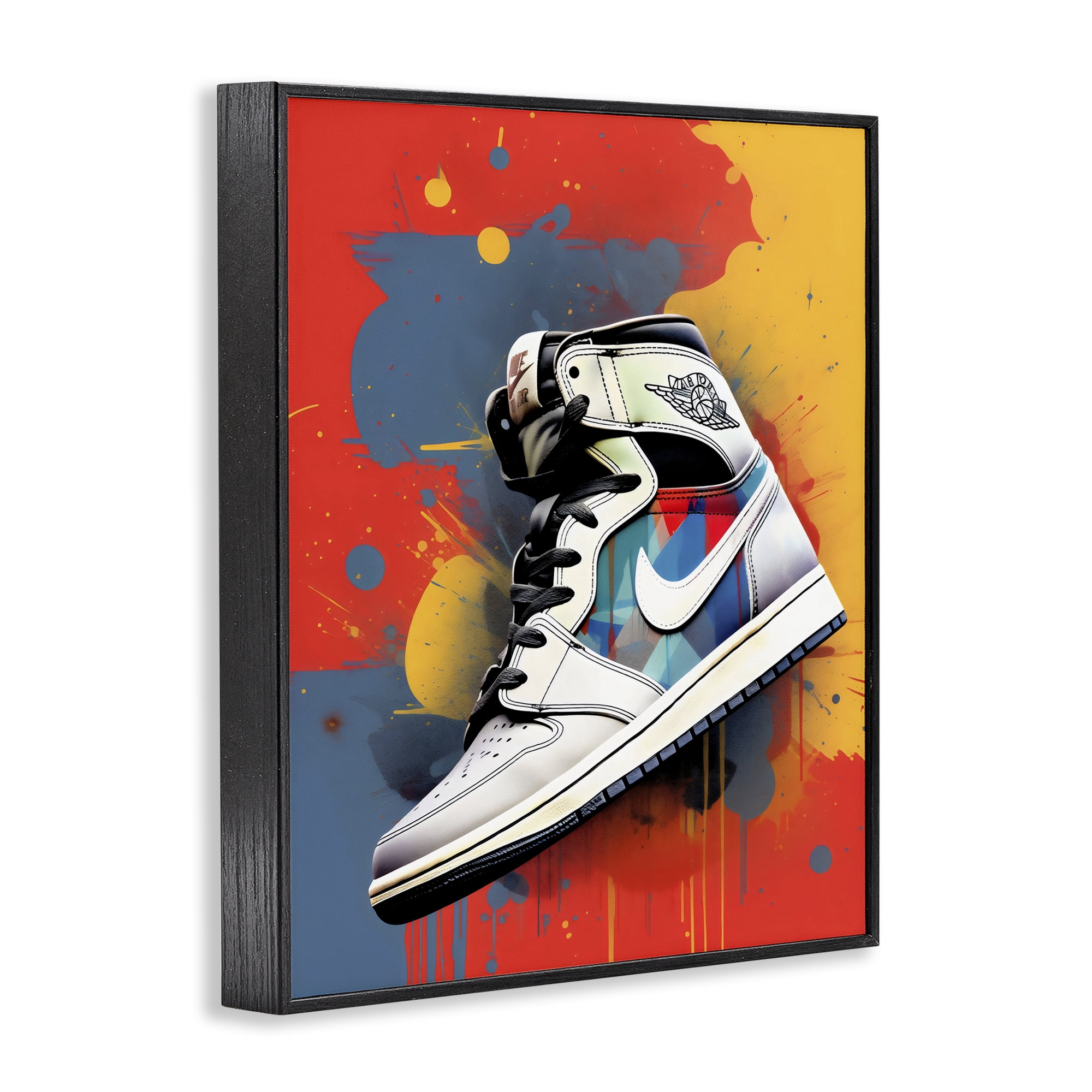 Stupell Industries Shoe With Colorblock Background Black Framed Giclee Art, design by Creative Studio