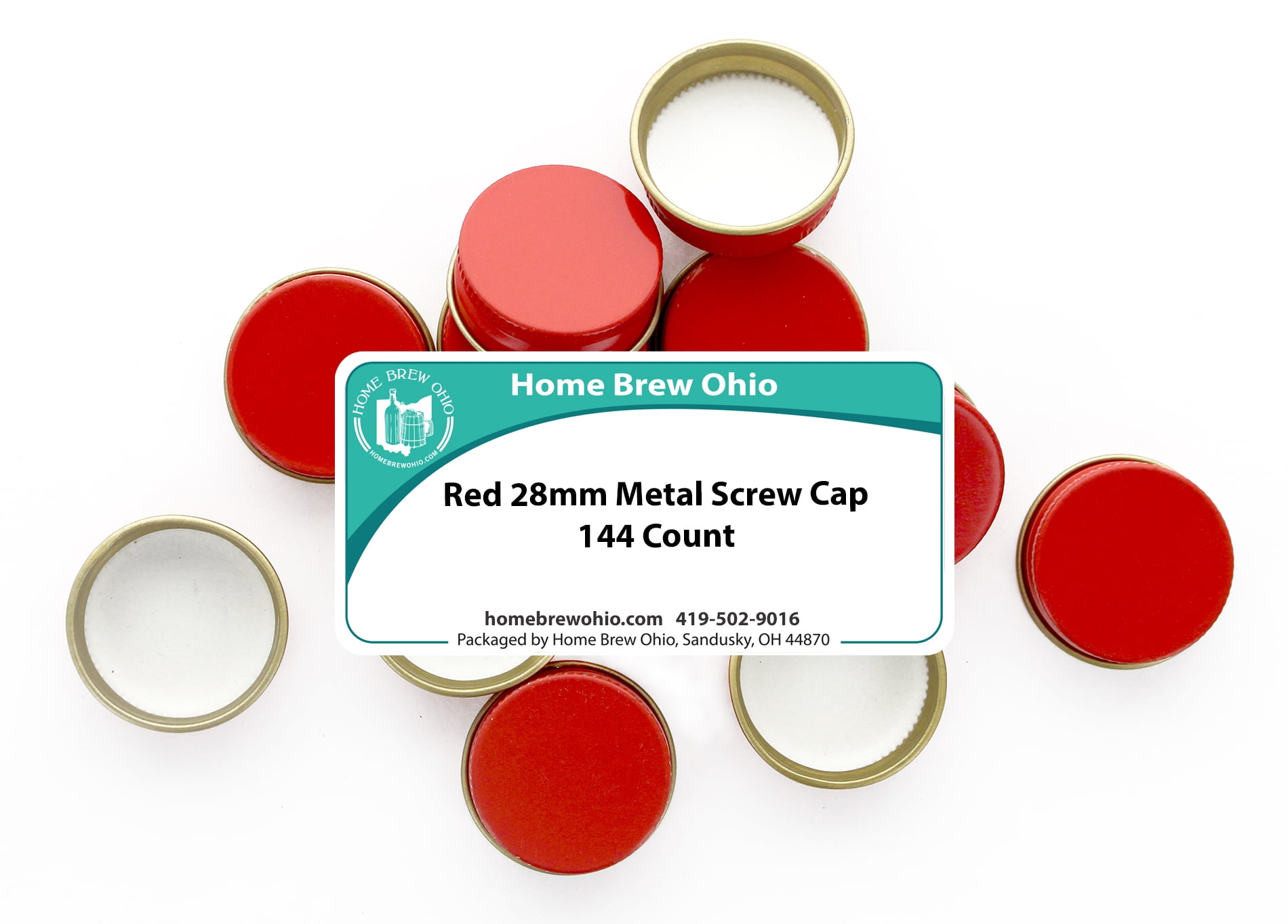 Red 28mm Metal Screw Cap - 144 CT
