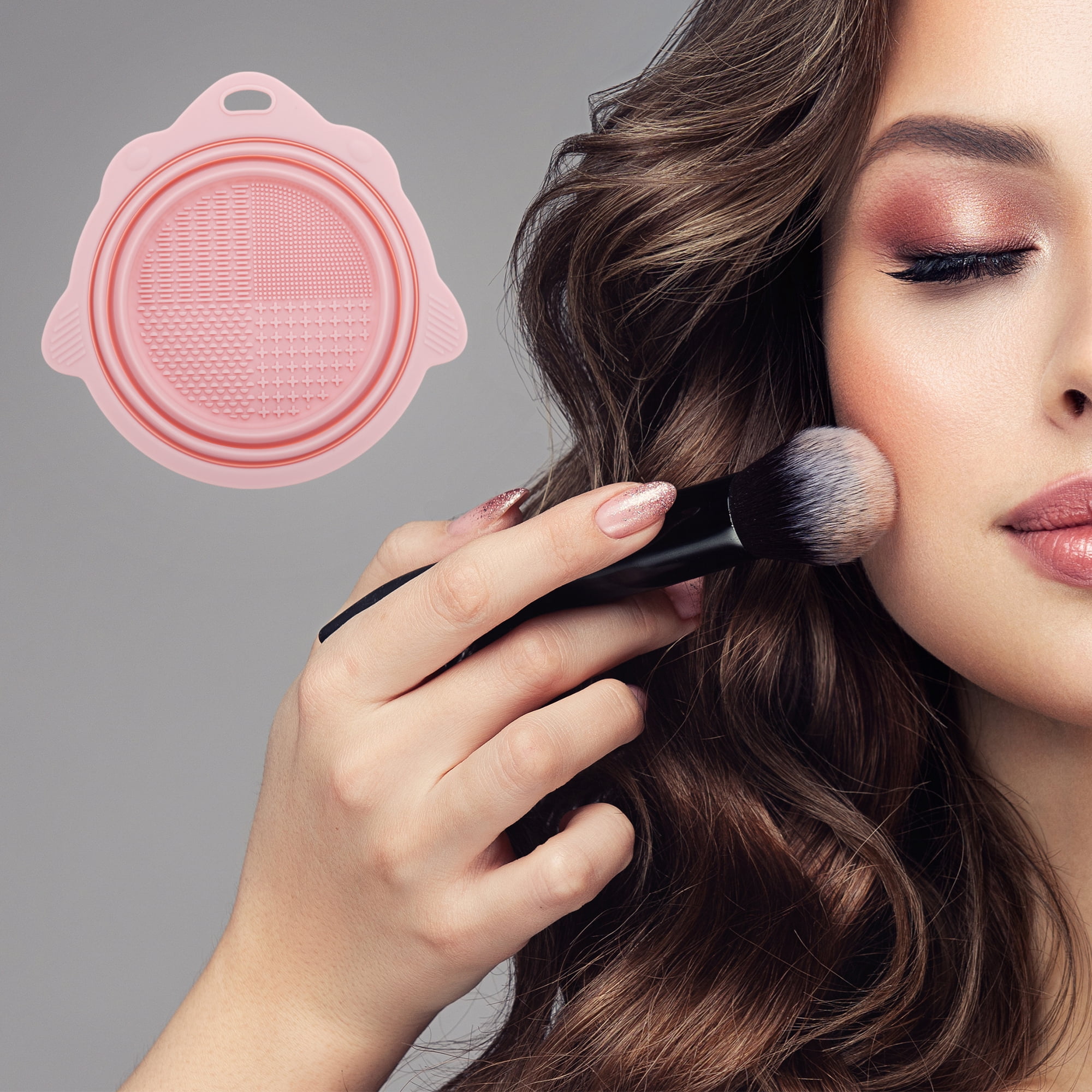 Unique Bargains Portable Foldable Makeup Brush Cleaner for Quick Cleaning Pink