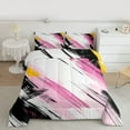thumbnail image 2 of Manfei Modern Geometric Bedding Comforter Set,Abstract Graffiti Striped Twin Comforter Sets,Pink Black White Bedding Set For Girl Kids,Breathable Home Decor Reversible,2pcs, 2 of 8