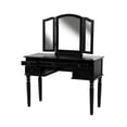 thumbnail image 3 of Bobkona St. Croix 3 Fold Mirror Vanity Table with Stool Set, Black, 3 of 9
