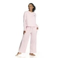 thumbnail image 2 of U.S. Polo Assn. Women's Long Sleeve Cotton Span Top and French Terry Wide Leg Pant Pajama Sleep Set, 2-Piece, Sizes S-3X, 2 of 8
