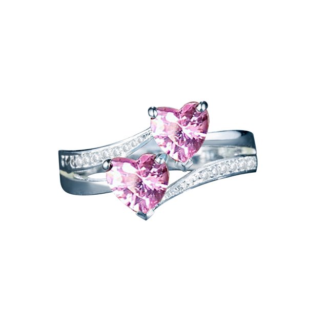 Anillo de circón Anillo en forma de corazón doble Anillo de bodas de compromiso Joyas de aleación Wmkox8yii fajkfhkj2019