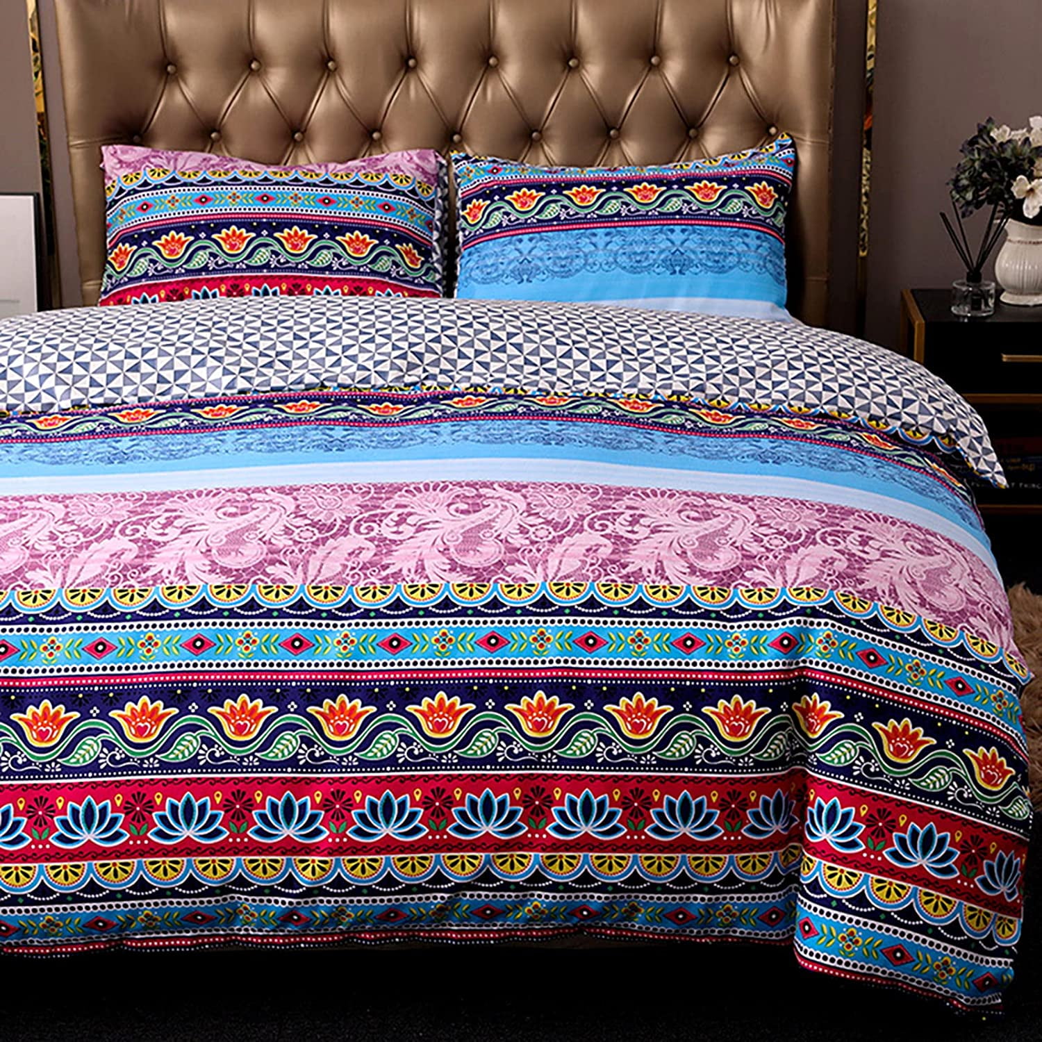 ZHH Boho Chic Bedding Set Queen Size Vintage Duvet Cover Southwestern