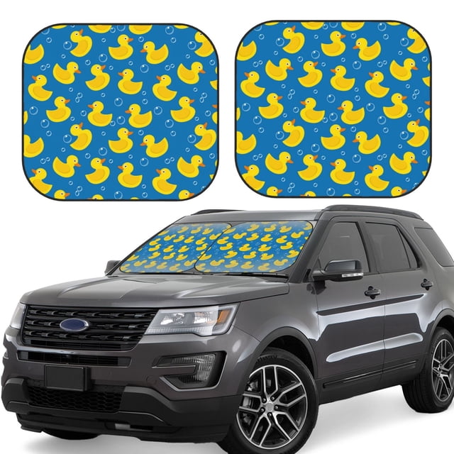 Saiise Rubber Duck for Foldable Car Sun Shades (2-Pack) Offer Sun Protection with an Easy-fold Design for Convenient Windshield Shading-Large