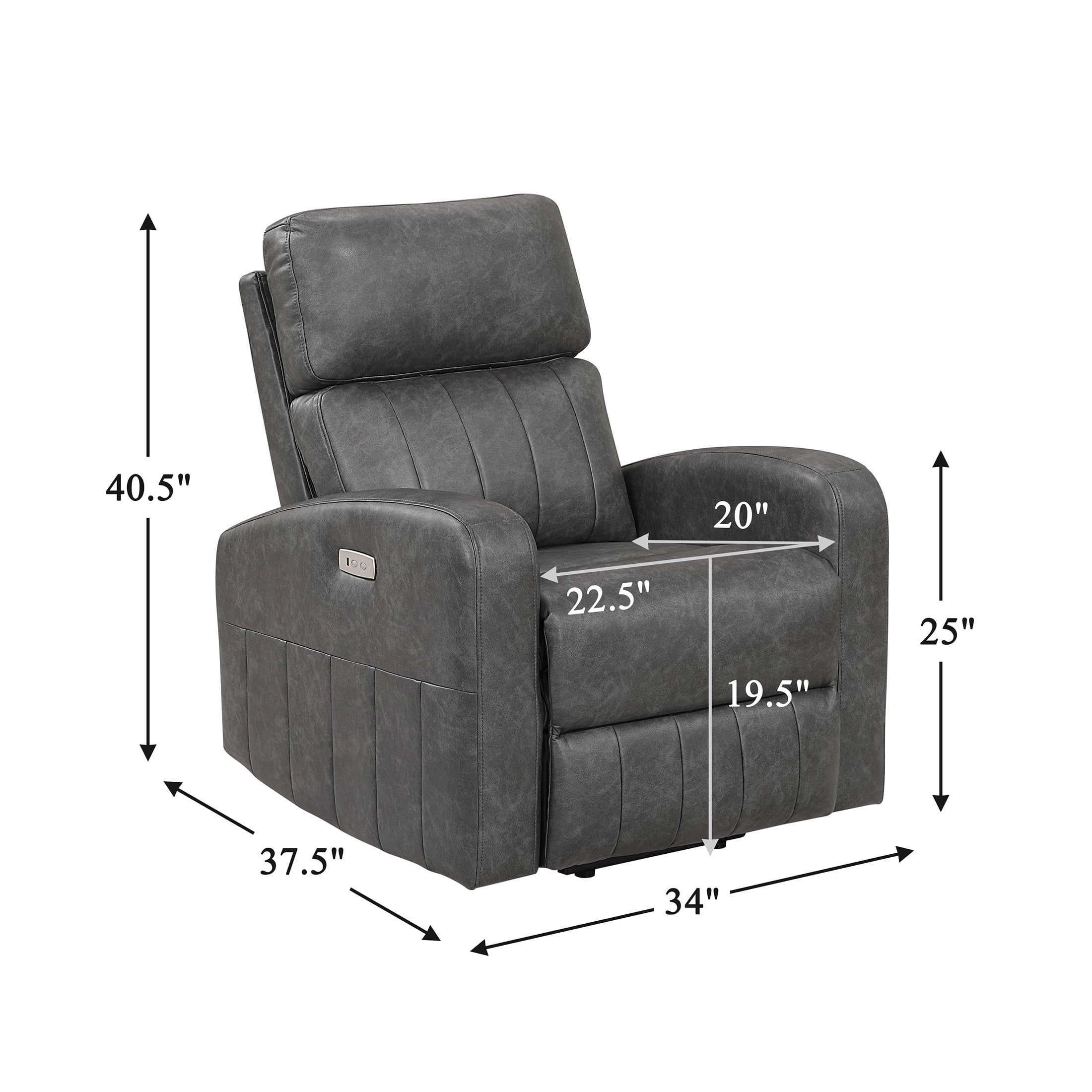 OakvillePark Evorix Faux Leather Power Lift Chair, Gray