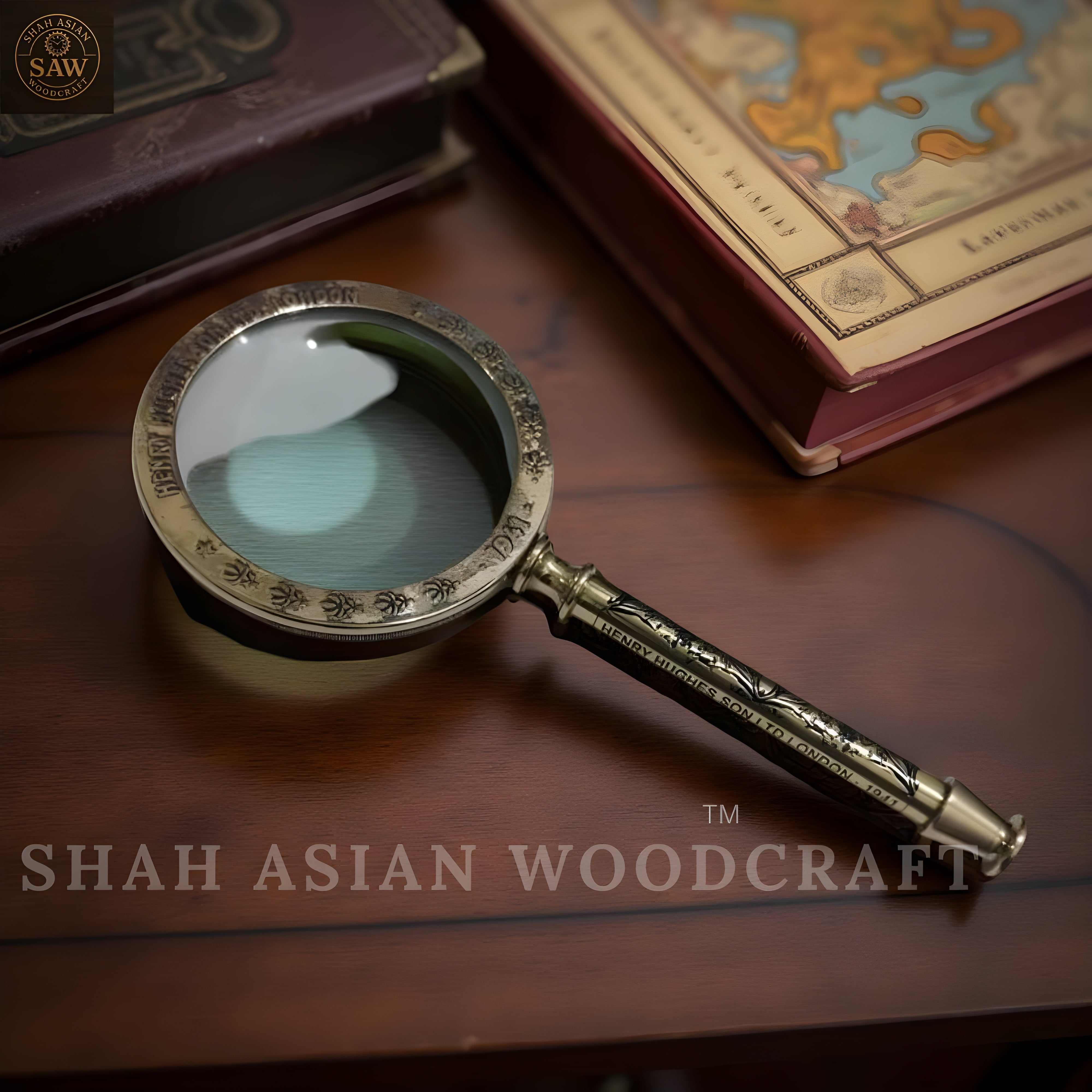 Antique Heavy Brass Magnifying Glass - Solid British Empire 1941 Vintage Magnifier & A Unique Gift