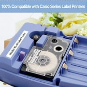 GREENCYCLE 3PK Black on White Label Tape Compatible for Casio XR12WE XR-12WE (12mm 1/2''x 8m 26ft) EZ Label Printer