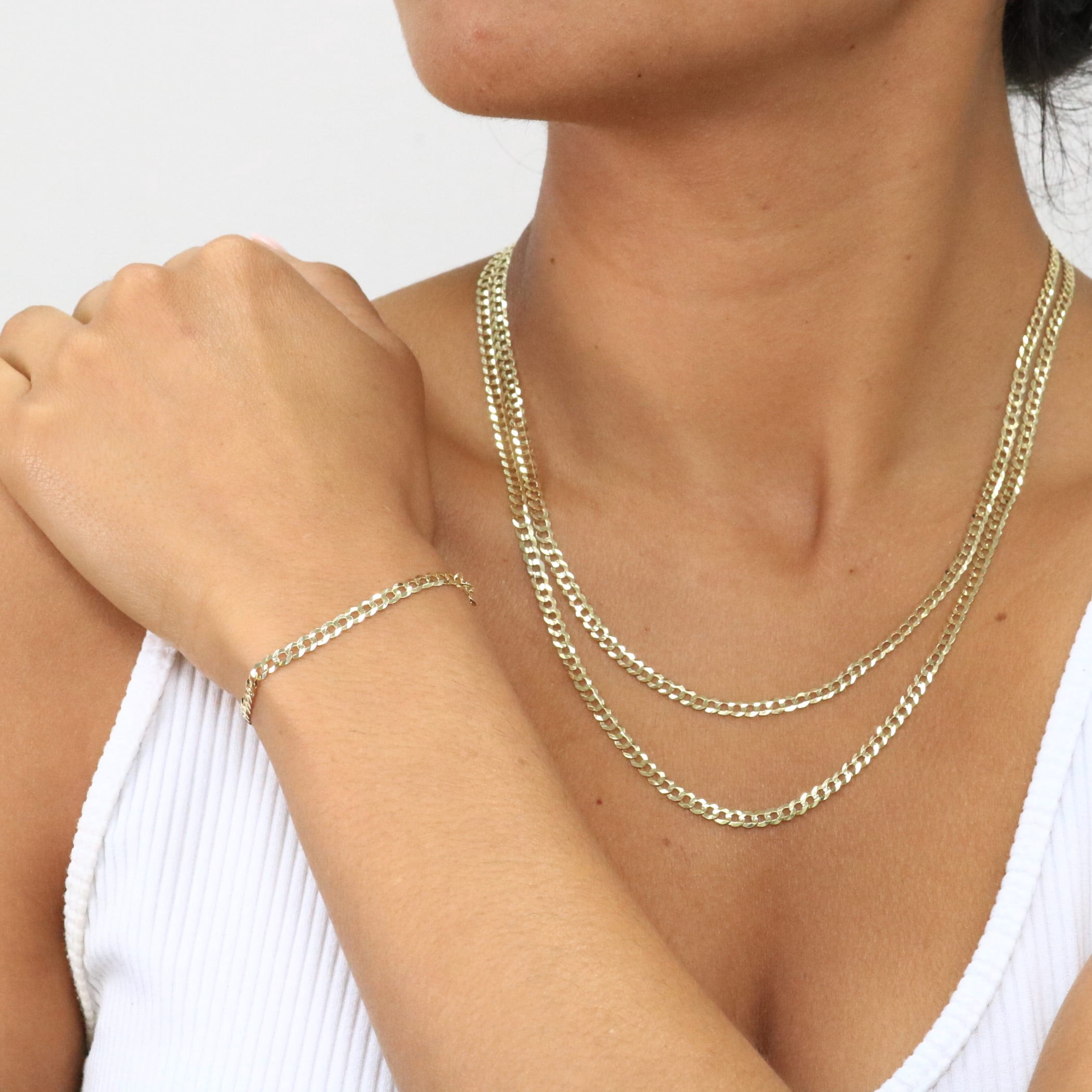 Nuragold 14k Real Yellow Gold Solid Cuban Curb Link 4mm Chain Bracelet (7"-9") Italian Jewelry for Men & Women