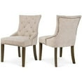 thumbnail image 6 of Dining Chair Set of 2, Modern Tufted Upholstered Fabric Kitchen Chairs with Solid Wood Legs and Copper Nails Trim, Comfy Leisure Padded Chairs Side Chair for Living Room Dining Room, Beige, 6 of 7