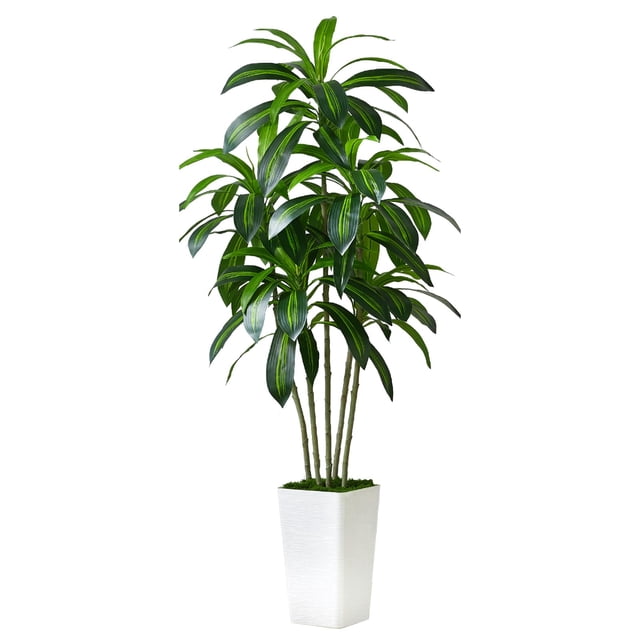 Árbol de dracaena artificial FSOHOI con maceta alta blanca de 5 pies
