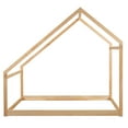 thumbnail image 4 of Full Size House Bed, Wood Floor Bed Frame with Pinewood Roof for Kids, Teens, Easy Assembly, Natural, 4 of 7