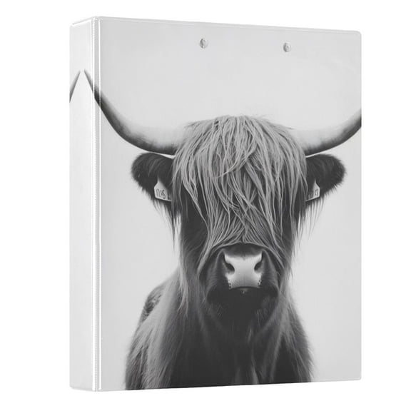 ALAZA Bull Highland Cow 3 Ring Binder 1.5 Inch Three Ring Office Binders w/ clipboard & 3 pockets, Hold 200 Sheets, 1 pc