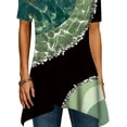 thumbnail image 4 of DYMADE Women Round Neck Printing Irregular Hem Short Sleeve Tunic T-Shirt Top, 4 of 4