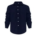 thumbnail image 3 of Qwertyu Men's Long Sleeve Button Down Shirts Cotton Linen Shirts Beach Casual Dress Shirts Navy XL, 3 of 6