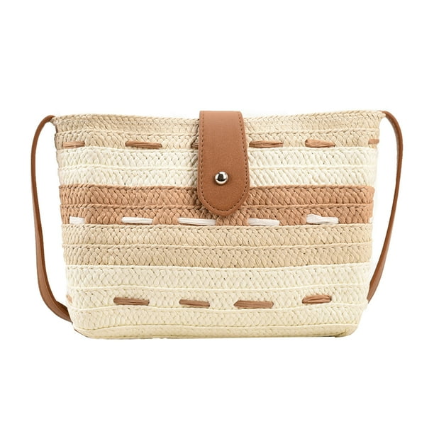 Bolso Bandolera Bolsas de playa tejidos Bolsa bandolera informal Color degradado para vacaciones junto al mar (Beige) Tmvgtek Para Estrenar