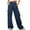 Dark blue, variant on GTEYOIJN Wide Leg Jeans for Women Trendy High Waisted Flare Jeans Cropped Denim Pants Stretchy Baggy with Patch Pockets