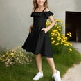 thumbnail image 7 of Generic Girl's Summer Dress Off Shoulder Flutter Sleeve Swing Elegant Casual Formal Dresses with Pocket for 6-15 Years, 7 of 7