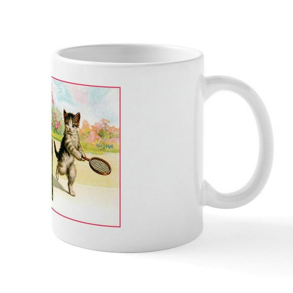 CafePress - VINTAGE CAT ART Mug - 11 oz Ceramic Mug - Novelty Coffee Tea Cup
