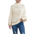 thumbnail image 2 of Kmbangi Pull pour Femmes, Col Roulé Uni Manches Ballon Tricot, 2 of 7