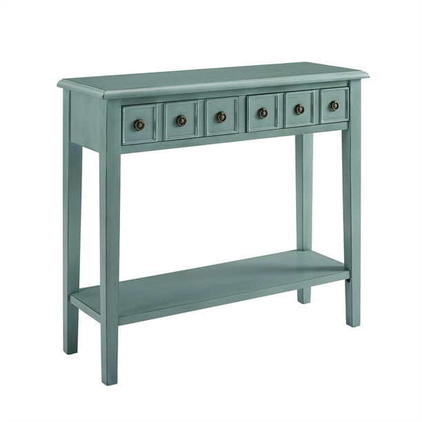 Powell Sa Wood 38 Console Table In, Teal Color Console Table