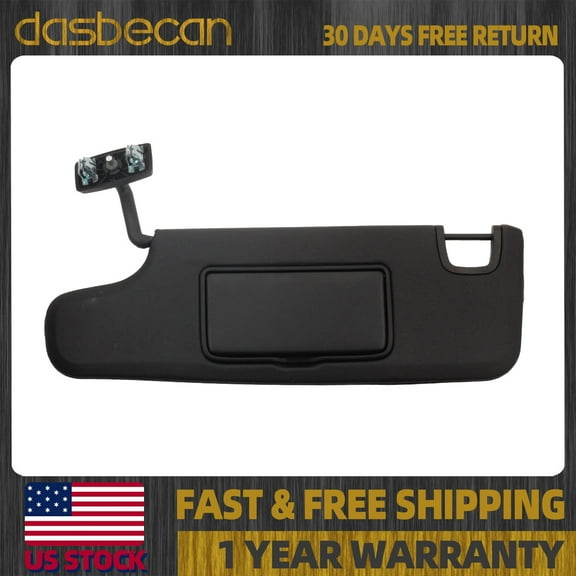Dasbecan Black Left Driver Side Sun Visor wIth Mirror For Jeep Wrangler JK 2007-2018 Replaces# 6CJ07DX9AA