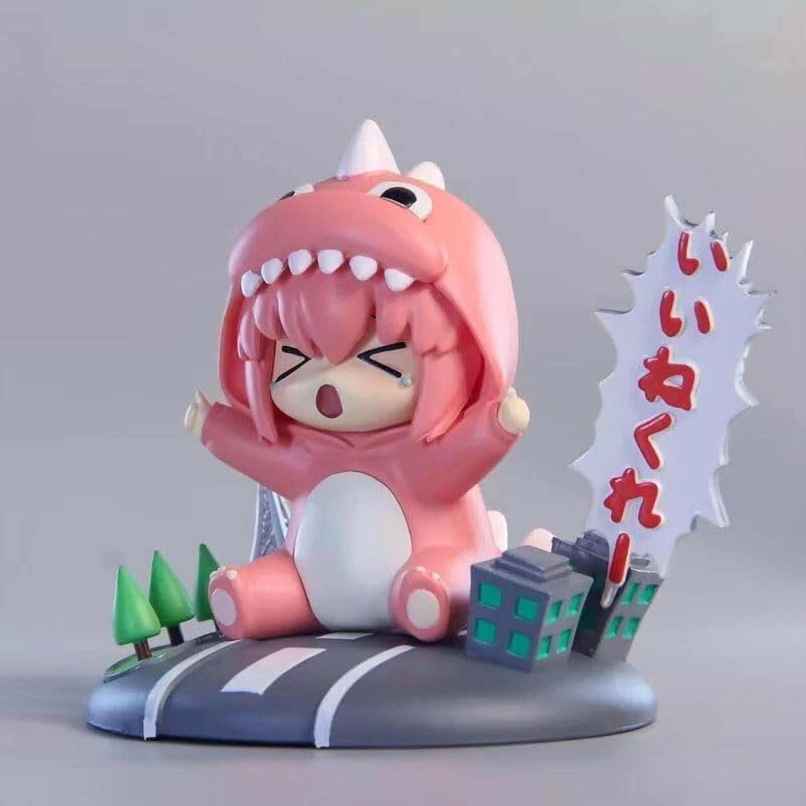 Newly Bocchi Figure Sitting Q Version Dinosaur sleepwear Bocchi Anime Figures 20cm/7.9inch Anime Character Decor Statue Model Desktop Ornament Gifts (Pink)