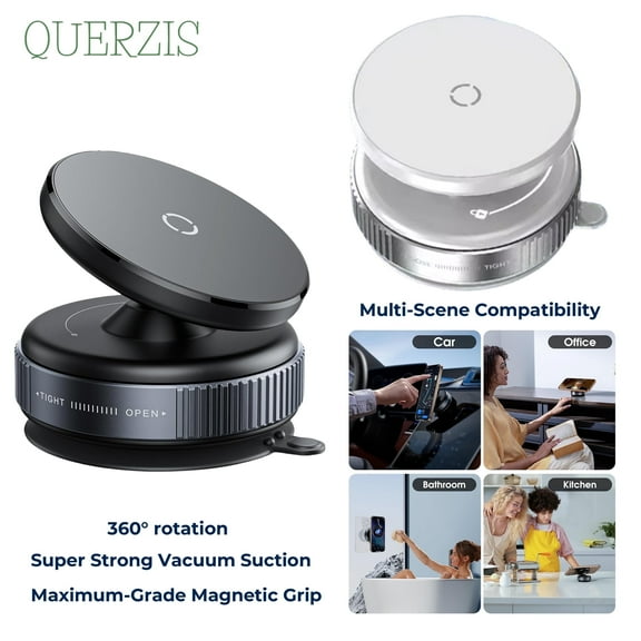 Latest QUERZIS Magnetic Phone Mount for MagSafe iPhone 12–15, Black Dual-Sided for Car & Gym