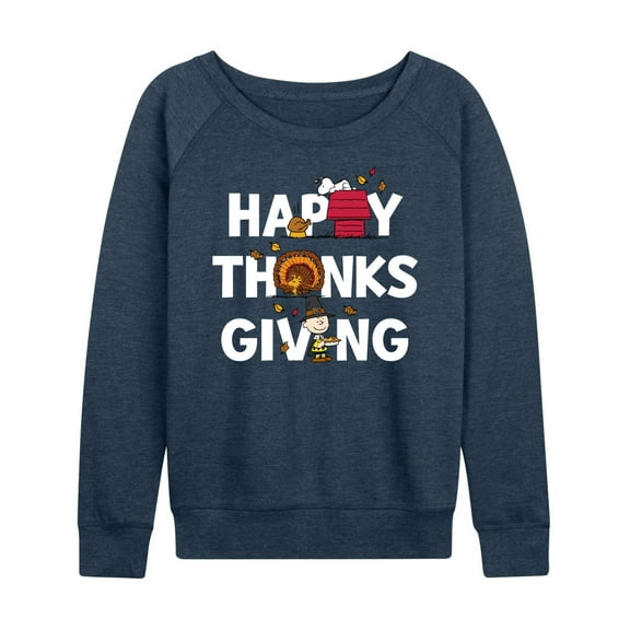 Peanuts - Happy Thanksgiving Icons - Women's Lightweight French Terry Long Sleeve Shirt