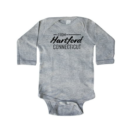

Inktastic From Hartford Connecticut in Black Distressed Text Gift Baby Boy or Baby Girl Long Sleeve Bodysuit