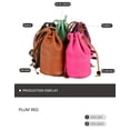 thumbnail image 3 of Genuine Leather Women's Crossbody Bag, Mini Bucket Bag, Solid Color Casual Shoulder Bag, Adjustable Shoulder Strap, Drawstring Closure, Unlined Edge - Adjustable Shoulder Strap, 3 of 14