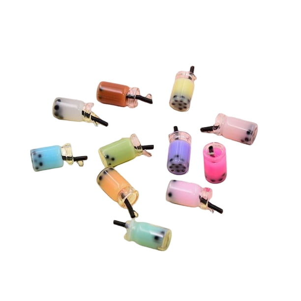 Naiovety Dijes de té de la leche, colgantes de bebidas DIY hechos a mano para niñas, suministros de fiesta, accesorios de joyería, pulsera, cadena, Artesanía 11*14mm/pequeño Naiovety HA061534-01
