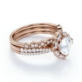 thumbnail image 3 of JeenMata 1.5 carat Princess cut Moissanite Wedding Trio Ring Set in 18k Rose Gold Over Silver, 3 of 7