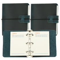 A9 Leather Journal, 2Pcs 3 Ring Notebook Binder Planner Loose Leaf 60 Sheets Paper Refillable for Business Office Study Writing, Blue